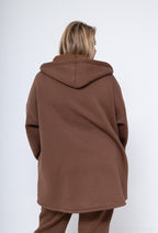 Tjock fleecefodrad zip-up hoodie i Stor Storlek