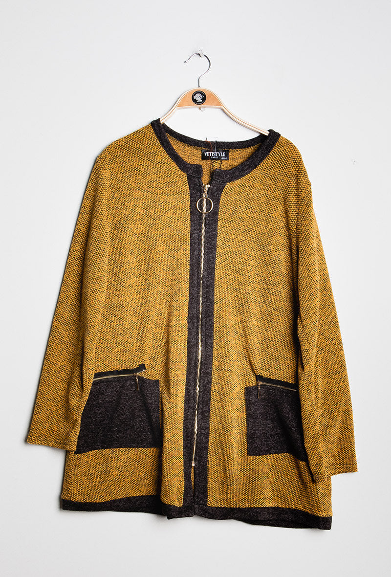 Plus Size Zip Cardigan för Stiliga Kvinnor