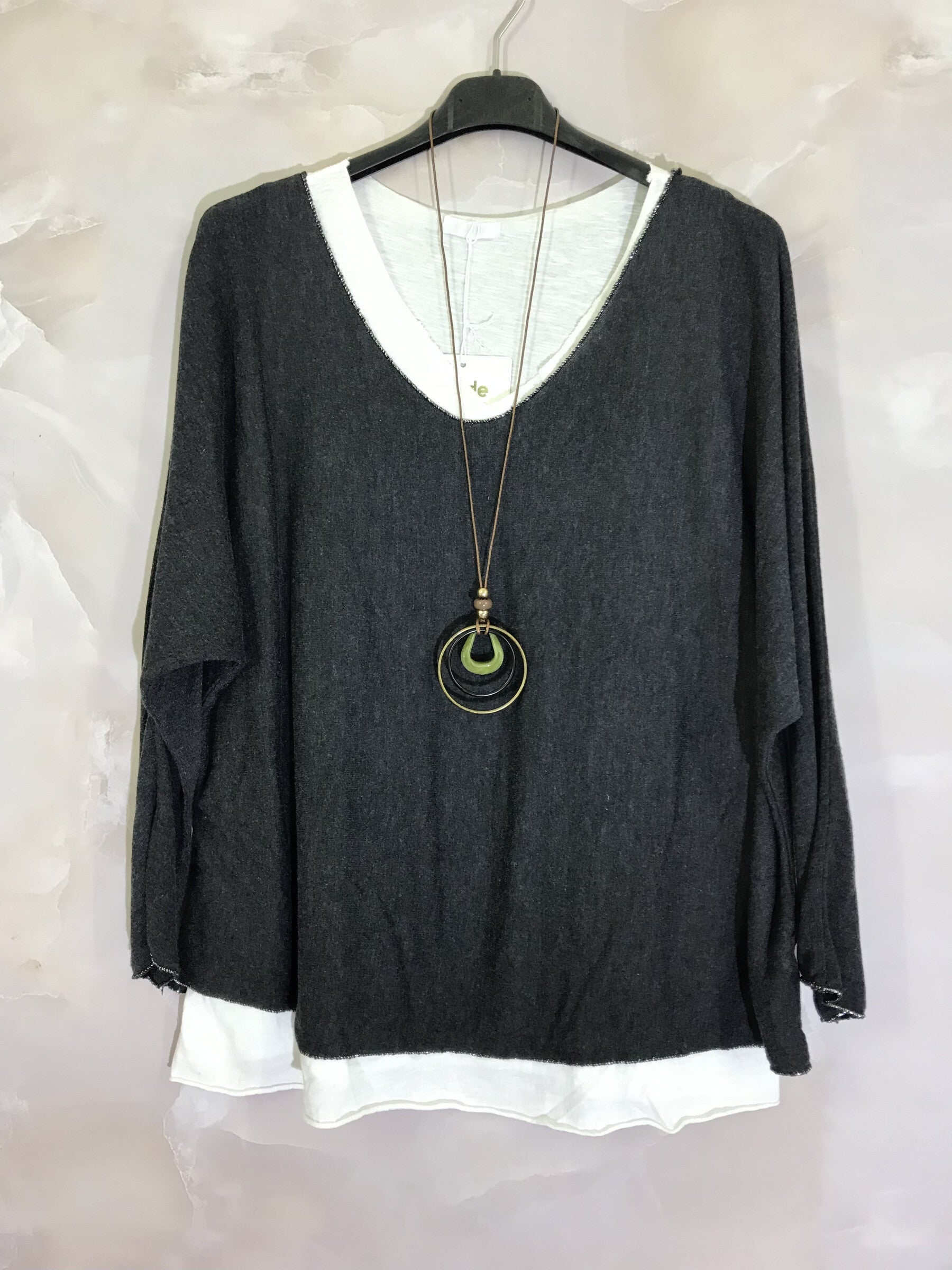 Plus Size Two-piece top with necklace
