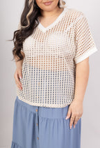 Plus Size Homemade V -neck with brilliant filaments T38 to T52