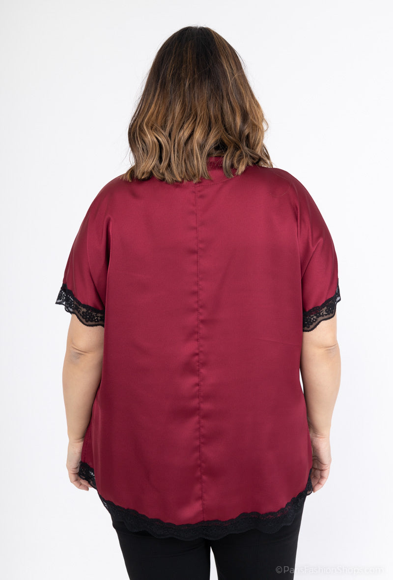 Plus Size Lace Satin Top