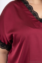 Plus Size Lace Satin Top