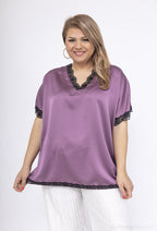 Plus Size Lace Satin Top