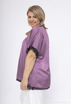 Plus Size Lace Satin Top