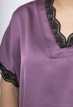 Plus Size Lace Satin Top