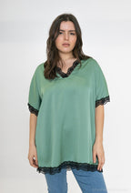 Plus Size Lace Satin Top