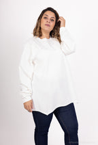 Plus Size Pearl Collar Top med Puffärmar