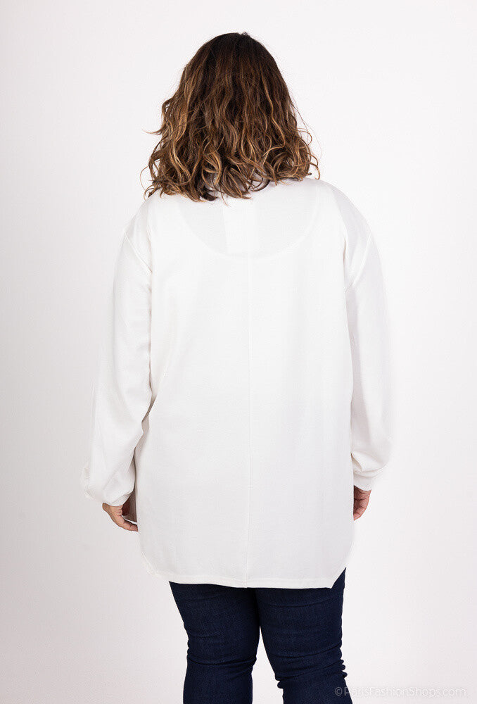 Plus Size Pearl Collar Top med Puffärmar