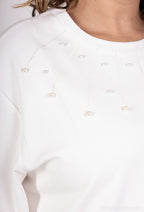 Plus Size Pearl Collar Top med Puffärmar
