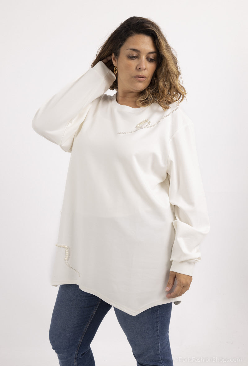 Plus Size Pearl Puff Sleeve Top