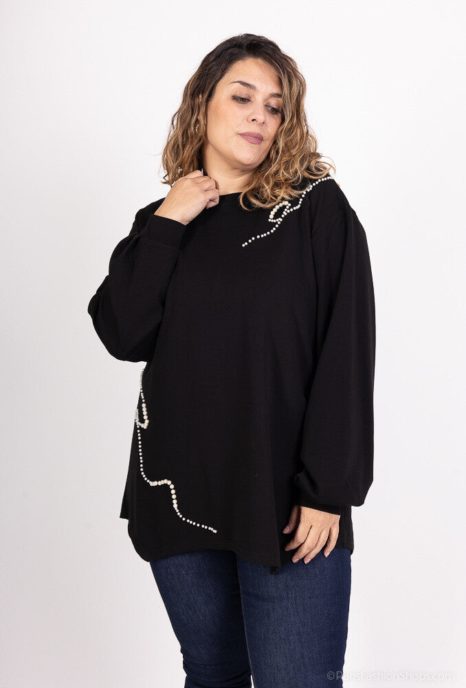Plus Size Pearl Puff Sleeve Tops