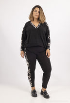 Plus Size Svarta Joggers med Leopardmönster