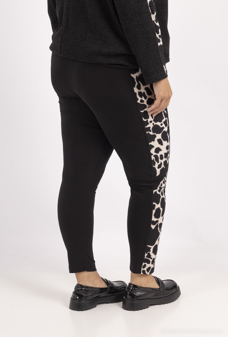 Plus Size Svarta Joggers med Leopardmönster