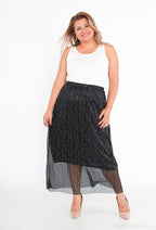 Plus Size Pärlbeströdd Veckad Tyllkjol