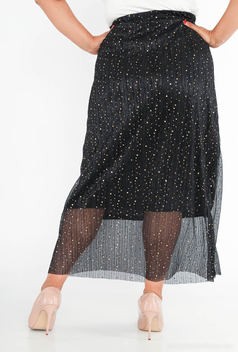 Plus Size Pärlbeströdd Veckad Tyllkjol