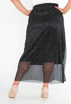 Plus Size Pärlbeströdd Veckad Tyllkjol