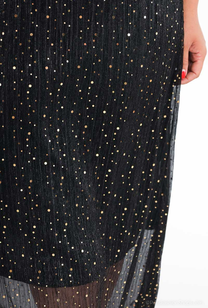 Plus Size Pärlbeströdd Veckad Tyllkjol