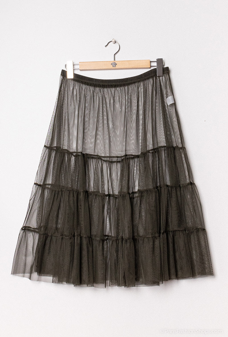 Plus Size Ruffled skirt in see-through tulle