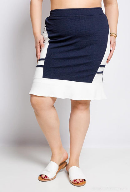 Plus Size Tvåfärgad Kjol