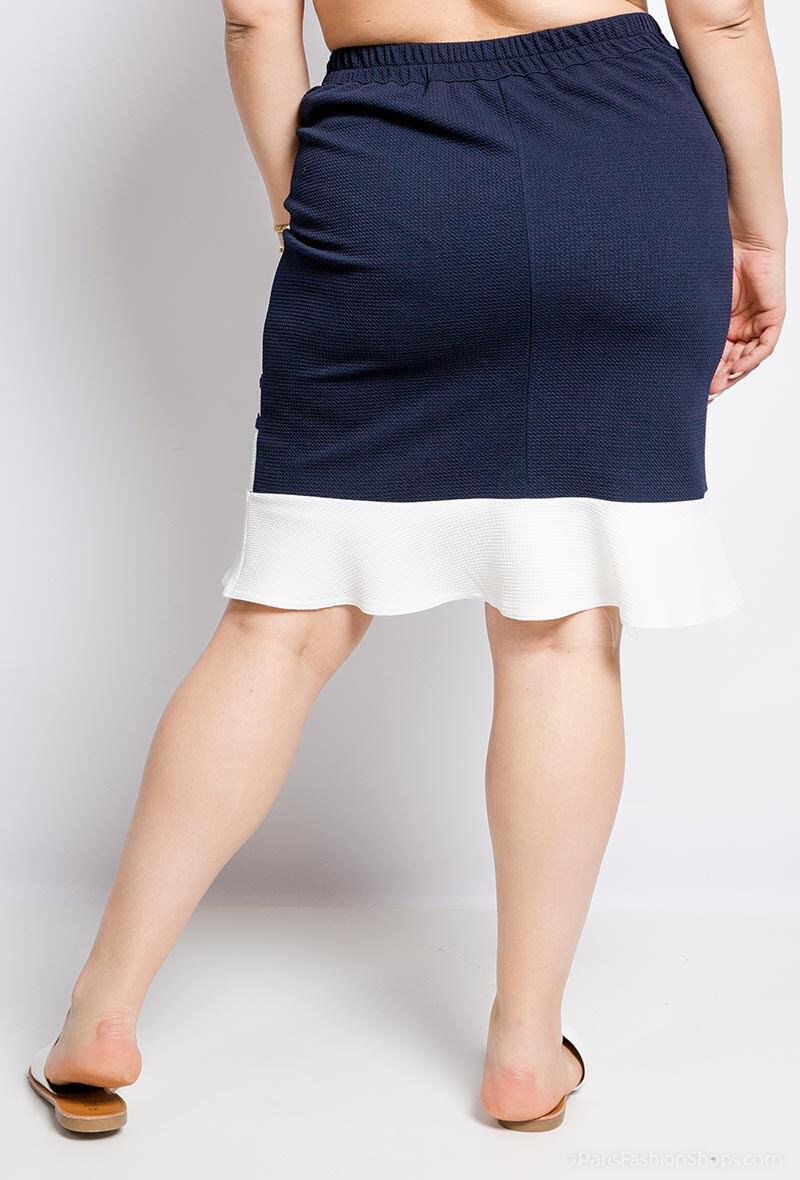 Plus Size Tvåfärgad Kjol