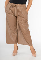 Plus Size Faux Leather Culottes with Belt