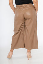 Plus Size Faux Leather Culottes with Belt
