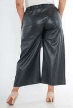 Plus Size Faux Leather Culottes with Belt