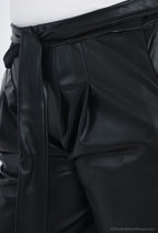 Plus Size Faux Leather Culottes with Belt