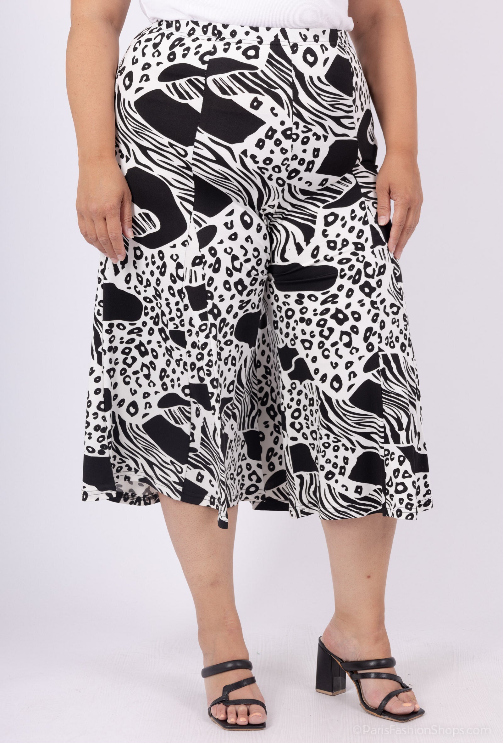 Plus Size Blommig Elastisk Midja Culottes