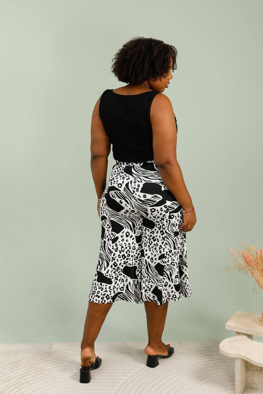 Elasticerade midje culotter i mönster i Stor Storlek