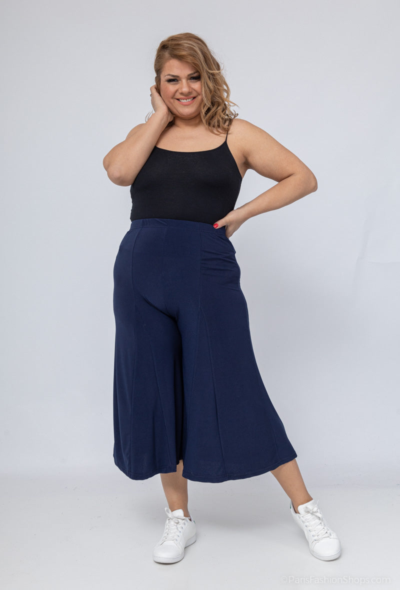 Plus Size Culottes med Elastisk Midja