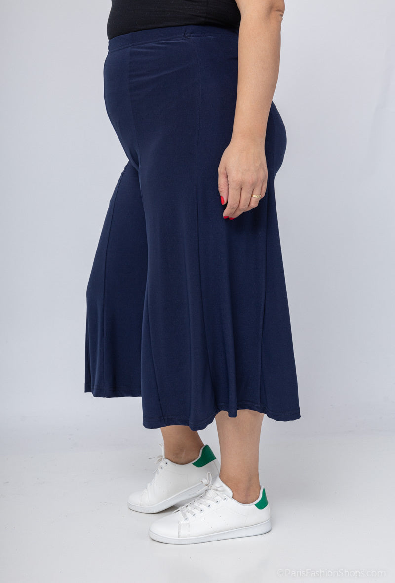 Plus Size Culottes med Elastisk Midja