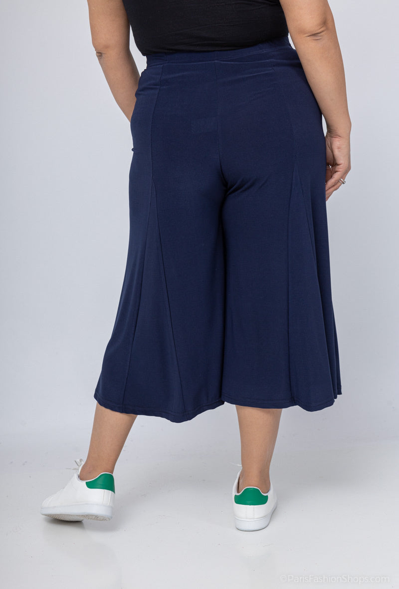 Plus Size Culottes med Elastisk Midja