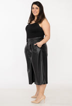 Plus Size Faux Leather Culottes