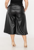 Plus Size Faux Leather Culottes