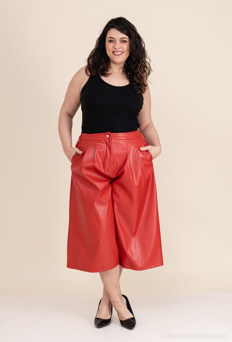 Plus Size Faux leather culottes