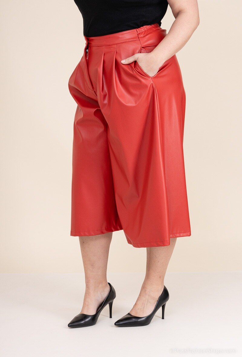 Plus Size Faux Leather Culottes