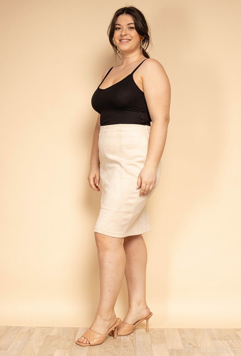 Plus Size Suede Skirt