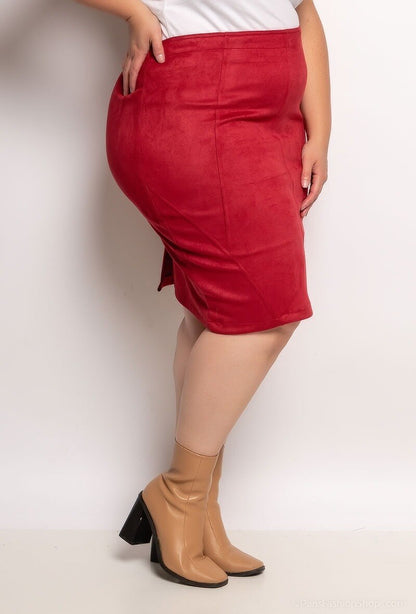 Plus Size Suede Skirt