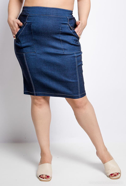 Plus Size Denimkjol