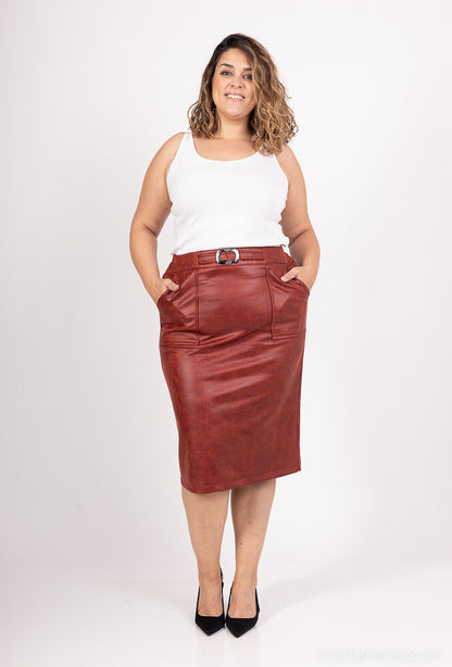 Plus Size Faux Leather Skirt
