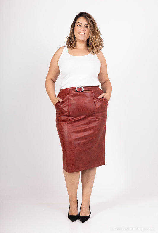 Plus Size Faux Leather Skirt