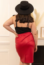 Plus Size Falsk Läderkjol