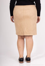 Plus Size Suede Skirt with Front Zip