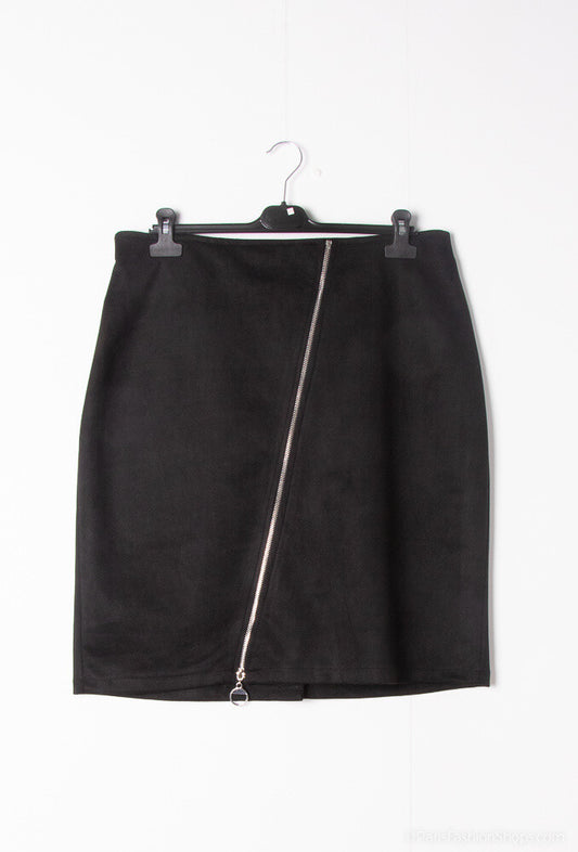 Plus Size Suede Skirt with Front Zip