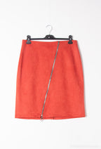 Plus Size Suede Skirt with Front Zip