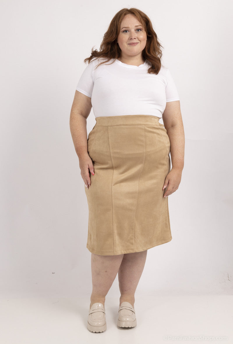 Plus Size Long suede skirt