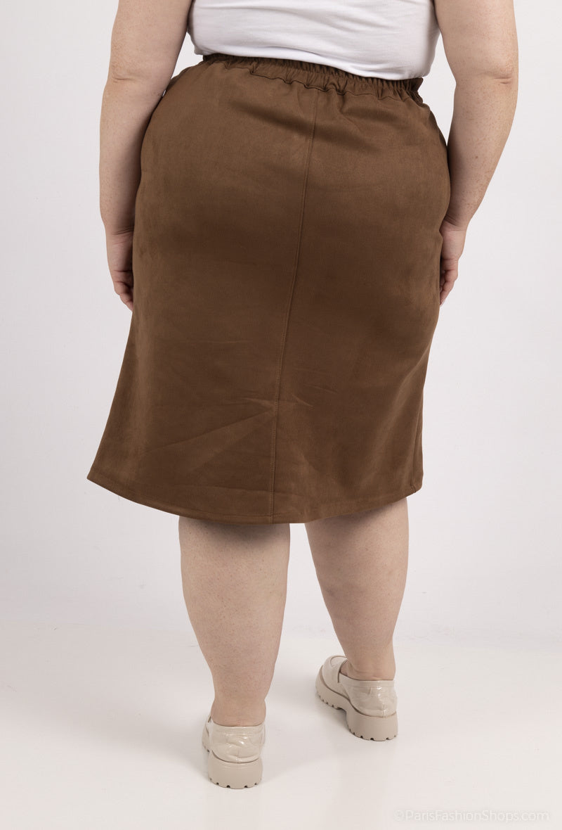 Plus Size Lång Suede Kjol