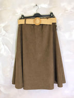 Plus Size Flared Suede Skirt with Belt