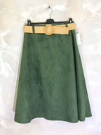 Plus Size Flared Suede Skirt with Belt